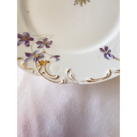 ANTIQUE Set 6 HAVILAND LIMOGES Salad plates Sch 453D Violets Daisy Handpainted - Picture 10 of 16